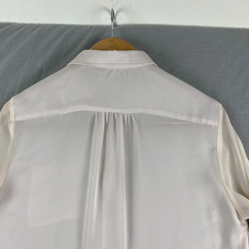 Free People Lightweight semi Sheer top Small Button Down cream pocket tunic